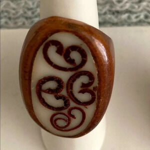 WOOD INLAY Ring  Sz 7-8